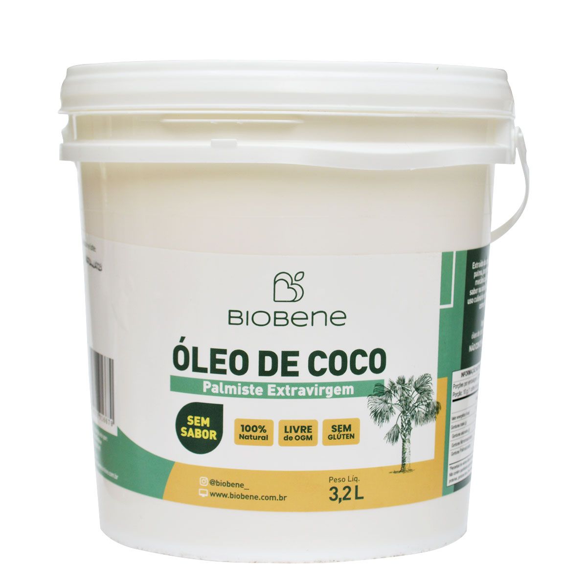 Óleo De Coco De Palmiste Sem Sabor Sem Glúten Biobene 3,2L