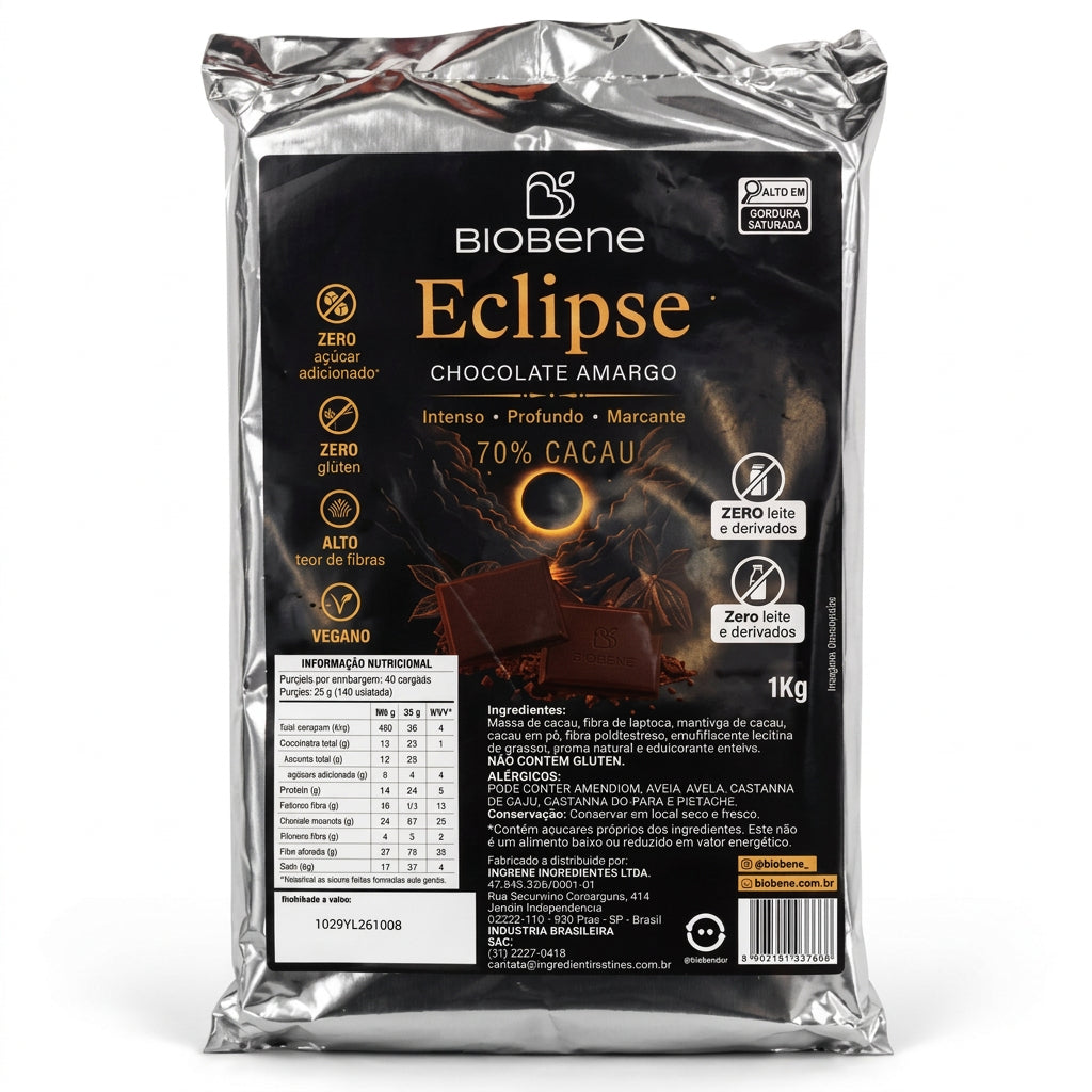 Chocolate Amargo 70% Cacau Zero Açúcar Vegano Biobene 1kg